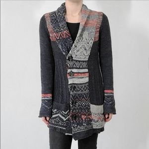 Free People Nordic Boho Patchwork Cardigan Sweater